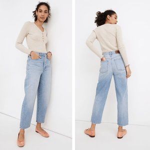 Madewell Balloon Jeans in Hewes Wash Petite Denim High Rise Spring Summer